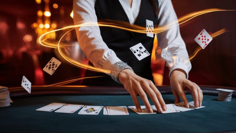 whisking cards through night air