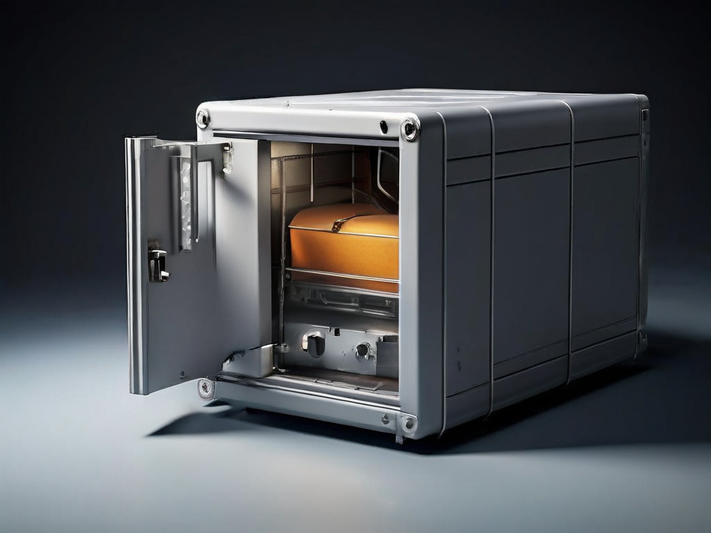 A sealed gray archive box with a digital lock timer sits on a matte studio surface, symbolizing focused work hours and minimized...